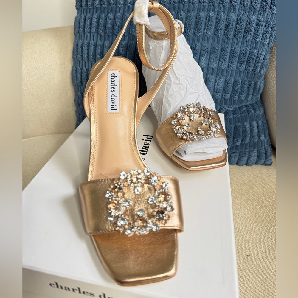 Charles David Vanity Rose Metallic Embellished Heels - Picture 3 of 6